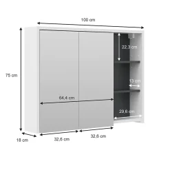 Vicco Armoire de toilette blanc/anthracite 18x75cm
