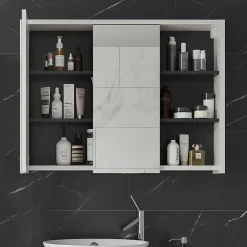 Vicco Armoire de toilette blanc/anthracite 18x75cm