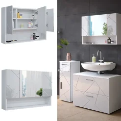 Armoire De Toilette|Vicco Armoire de toilette Blanc Haute brillance 80.1x55cm