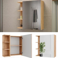 Armoire De Toilette|Vicco Armoire de toilette Chêne de force doré 62x64cm