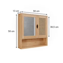 Vicco Armoire de toilette bambou/rotin 56x58cm avec miroir