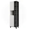 Colonne De Salle De Bains|Vicco Armoire haute Anthracite/blanc 50x175cm avec 2 portes