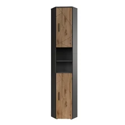 Colonne De Salle De Bains|Vicco Armoire haute Anthracite/Artisan 33x192cm avec 2 portes