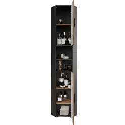Colonne De Salle De Bains|Vicco Armoire haute Anthracite/Artisan 33x192cm avec 2 portes