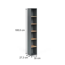 Colonne De Salle De Bains|Vicco Armoire haute Anthracite/chêne doré 30x188.6cm