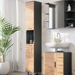 Vicco Armoire haute Anthracite/chêne doré 30.2x190cm avec 2 portes