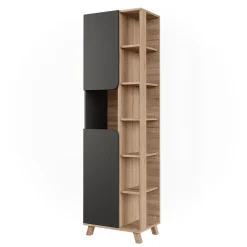 Colonne De Salle De Bains|Vicco Armoire haute Sonoma/Anthracite 50x175cm avec 2 portes