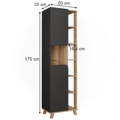 Colonne De Salle De Bains|Vicco Armoire haute Sonoma/Anthracite 50x175cm avec 2 portes