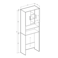 Meuble Wc|Vicco Armoire machine à laver Blanc 64x190cm