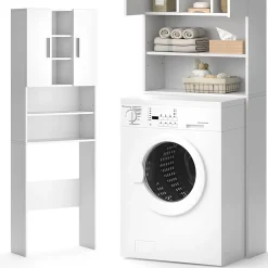 Meuble Wc|Vicco Armoire machine à laver Blanc 64x190cm