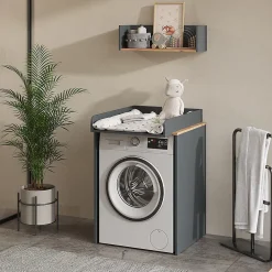 Meuble Wc|Vicco Armoire machine à laver Anthracite/chêne doré 68x88.2cm 2 pièces avec plan à langer