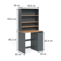 Vicco Armoire machine à laver Anthracite/chêne doré 93.6x88.2cm 2 pièces avec placard et étagère
