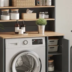 Vicco Armoire machine à laver Anthracite/chêne doré 93.6x88.2cm 2 pièces avec placard et étagère