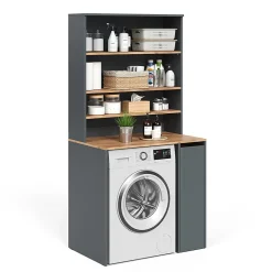 Vicco Armoire machine à laver Anthracite/chêne doré 93.6x88.2cm 2 pièces avec placard et étagère