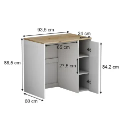 Vicco Armoire machine à laver Blanc 93.5x88.5cm avec 3 compartiments