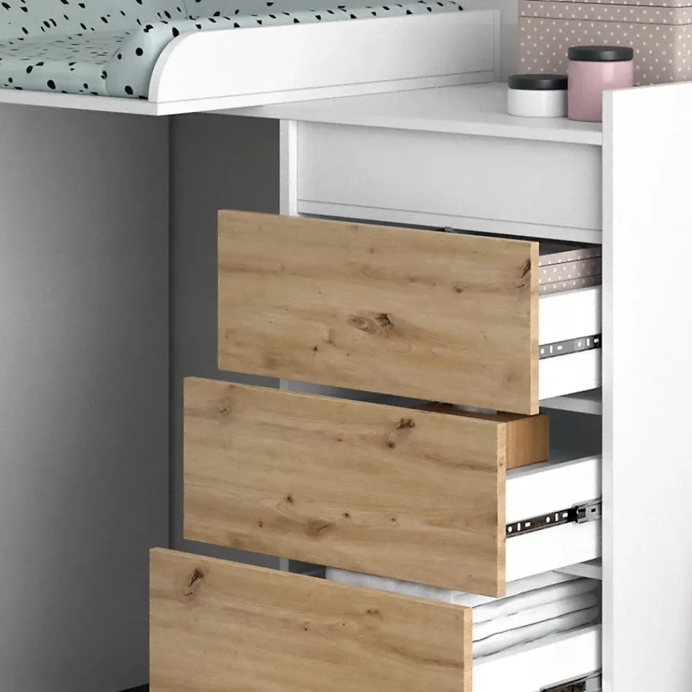 Meuble Wc|Vicco Armoire machine à laver Blanc 116x98cm avec 4 tiroirs