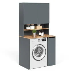 Vicco Armoire machine à laver Anthracite/chêne doré 93.6x88.2cm 2 pièces avec étagère