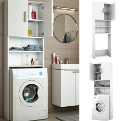 Meuble Wc|Vicco Armoire machine à laver Blanc 64x190cm