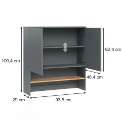Meuble Wc|Vicco Armoire machine à laver Anthracite/chêne doré 93.6x100.4cm