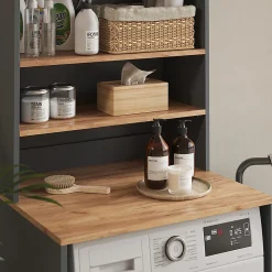 Meuble Wc|Vicco Armoire machine à laver Anthracite/chêne doré 66x88.2cm 2 parties avec étagère