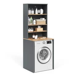 Meuble Wc|Vicco Armoire machine à laver Anthracite/chêne doré 66x88.2cm 2 parties avec étagère