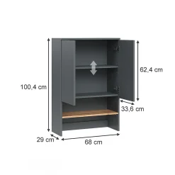 Meuble Wc|Vicco Armoire machine à laver Anthracite/chêne doré 68x100.4cm