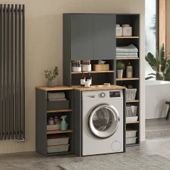 Meuble Wc|Vicco Armoire machine à laver Anthracite/chêne doré 68x100.4cm
