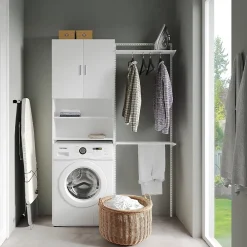 Vicco Armoire machine à laver Blanc 64x190cm avec 2 portes courtes