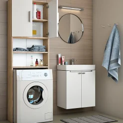 Meuble Wc|Vicco Armoire machine à laver Blanc/Sonoma 64x190cm