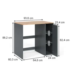 Vicco Armoire machine à laver Anthracite/chêne doré 93.6x88.2cm Meuble sous la machine à laver
