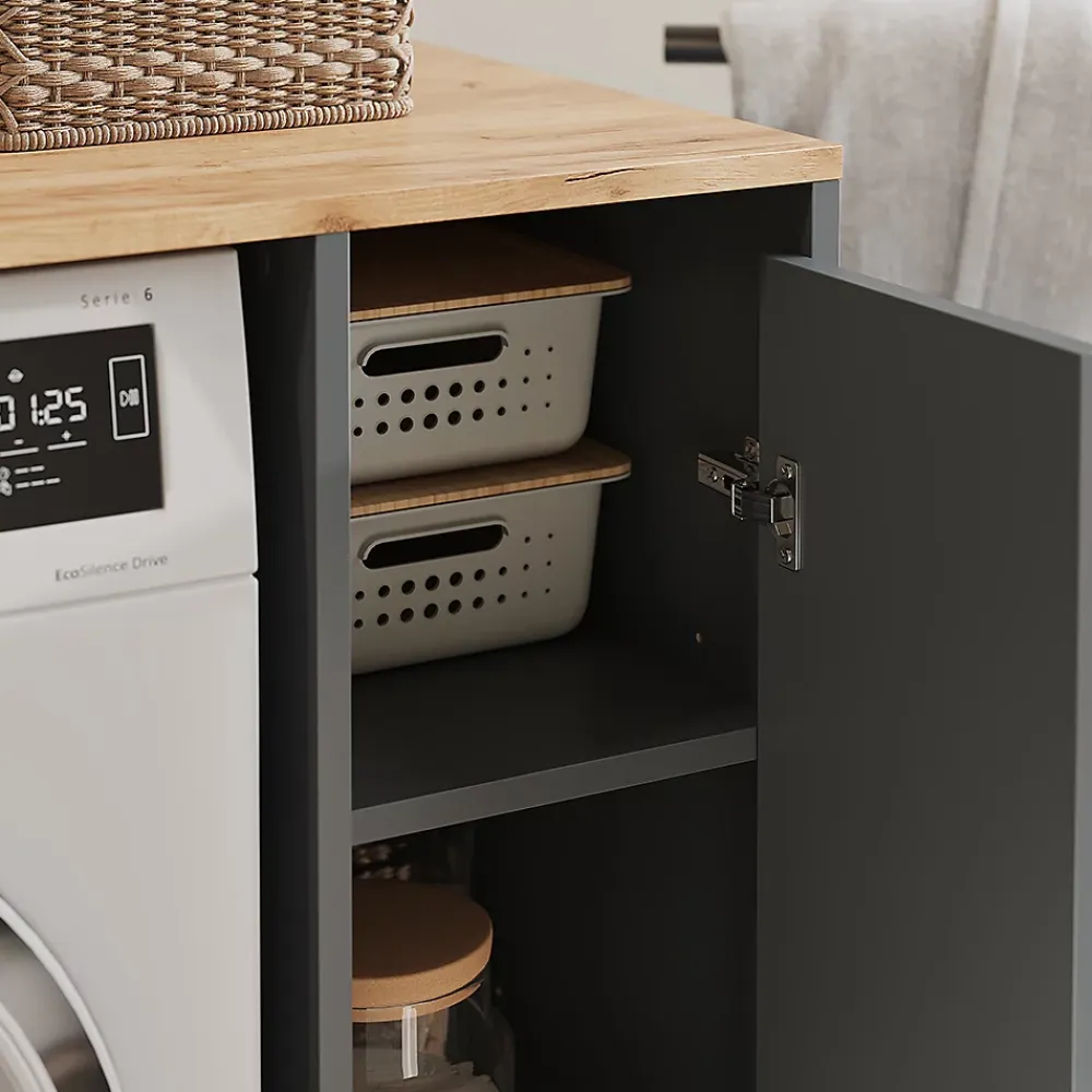 Vicco Armoire machine à laver Anthracite/chêne doré 93.6x88.2cm Meuble sous la machine à laver