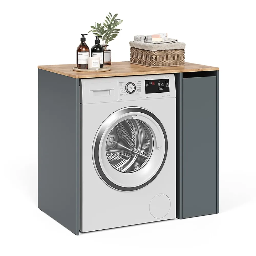 Vicco Armoire machine à laver Anthracite/chêne doré 93.6x88.2cm Meuble sous la machine à laver