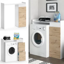 Meuble Wc|Vicco Armoire machine à laver Blanc 99x98cm avec 2 tiroirs