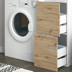 Meuble Wc|Vicco Armoire machine à laver Blanc 99x98cm avec 2 tiroirs
