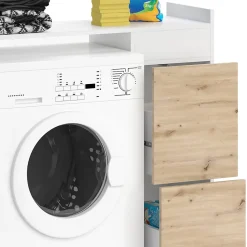Meuble Wc|Vicco Armoire machine à laver Blanc 99x98cm avec 2 tiroirs