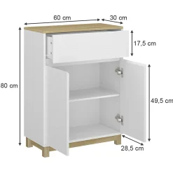 Vicco Armoire Midisch Blanc 60x80cm avec tiroir