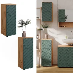 Vicco Armoire midisch Vert/force de lor Chêne 30x81cm avec 1 tiroir, 2 compartiments, salle de bain