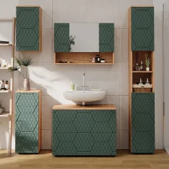 Vicco Armoire midisch Vert/force de lor Chêne 30x81cm avec 1 tiroir, 2 compartiments, salle de bain