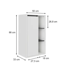 Vicco Armoire Midischrank blanc/gris 50x86cm avec des étagères ouvertes