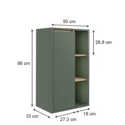 Armoire De Salle De Bains|Vicco Armoire Midischrank Vert/Artisan 50x86cm avec des étagères ouvertes