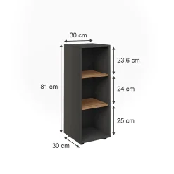 Vicco Armoire Midischrank Anthracite/Artisan 30x81cm avec 3 compartiments de rangement