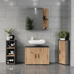 Vicco Armoire Midischrank Anthracite/Artisan 30x81cm avec 3 compartiments de rangement