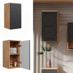 Vicco Armoire murale Anthracite à pois 30x59cm 2 compartiments, salle de bain