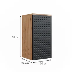 Vicco Armoire murale Anthracite à pois 30x59cm 2 compartiments, salle de bain