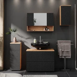 Vicco Armoire murale Anthracite à pois 30x59cm 2 compartiments, salle de bain