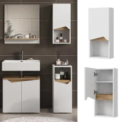 Vicco Armoire murale Blanc 30x67cm avec porte et compartiment ouvert