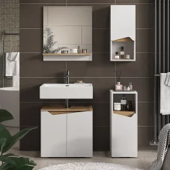 Vicco Armoire murale Blanc 30x67cm avec porte et compartiment ouvert