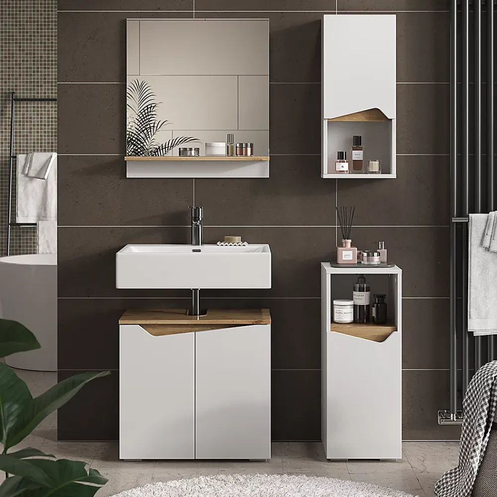 Vicco Armoire murale Blanc 30x67cm avec porte et compartiment ouvert