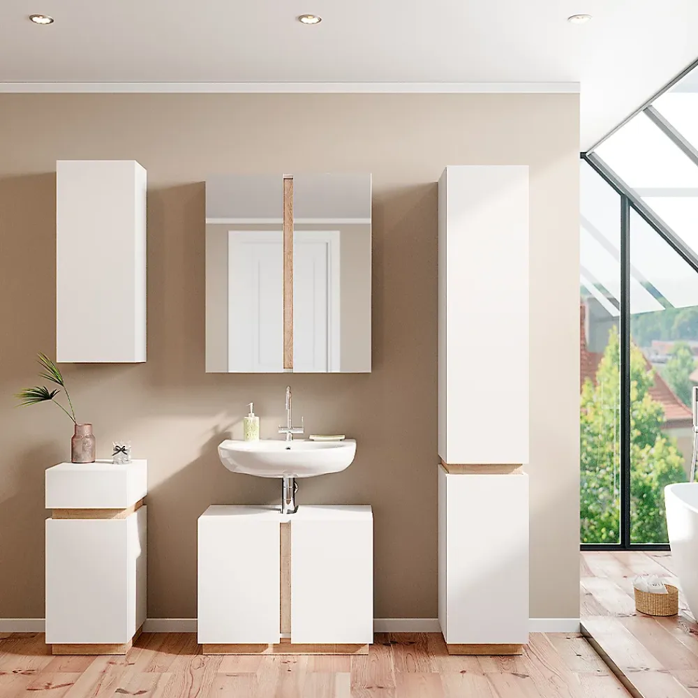 Armoire De Salle De Bains|Vicco Armoire murale Blanc 33x84cm avec 2 étagères