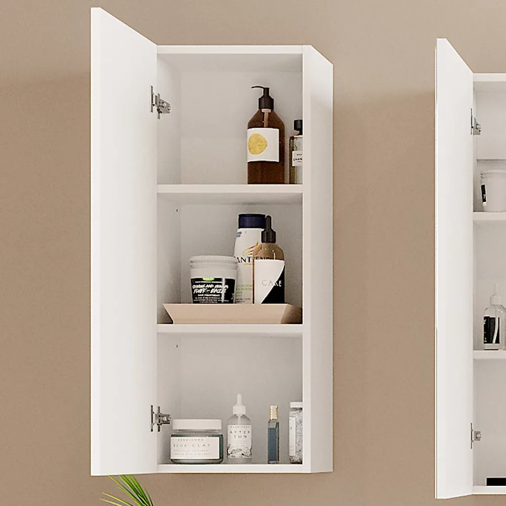 Armoire De Salle De Bains|Vicco Armoire murale Blanc 33x84cm avec 2 étagères
